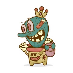 classic retro cartoon funny cactus illustration design