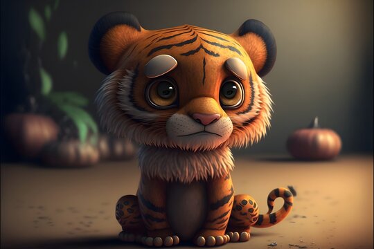 cute tiger character created using AI Generative Technology