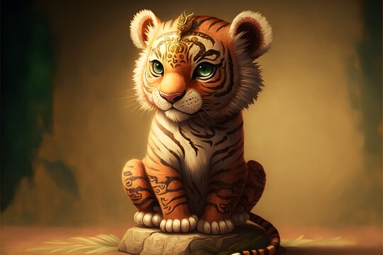 cute tiger character created using AI Generative Technology