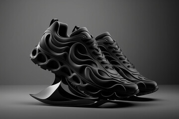 stylish 3d render of modern black shoes made by generative ai