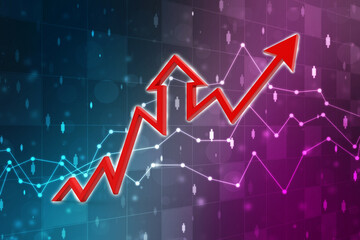 3d rendering business graph and documents. Stock market chart. Business graph background, Financial Background