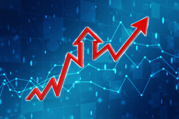 3d rendering business graph and documents. Stock market chart. Business graph background, Financial Background