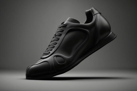 stylish 3d render of modern black shoes made by generative ai