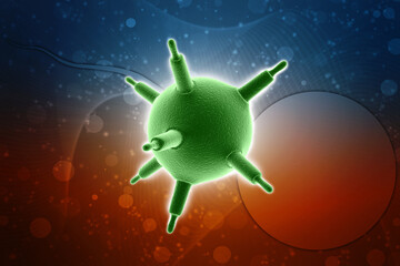 Naklejka premium 3d rendering viruses in infected organism, viral disease epidemic, virus abstract background