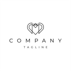 Abstratc heart love line art icon logo design vector template 