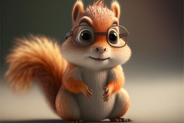 Obraz premium cute squirrel character created using AI Generative Technology