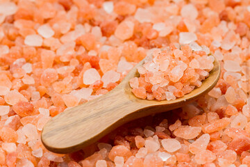 Fototapeta na wymiar Himalayan Pink Salt in Container, Healthy Mineral
