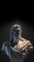 Marble bust of a man with beard depicting Evangelist St. John, copy space, created with Generative AI technology