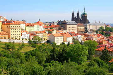 Obraz premium Prague medieval old town towers and domes, Czech Republic