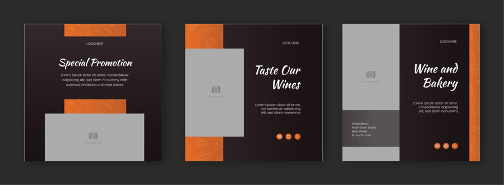 Bakery and wine social media design template 2