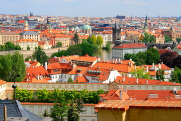 Naklejka premium Prague medieval old town towers and domes, Czech Republic