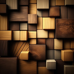 Wooden blocks background. Wooden cubes pattern, Generative AI