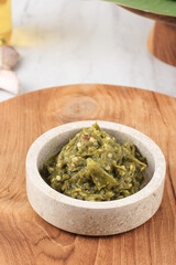 Sambal Lado Mudo  Cabe Ijo. Traditional Green Chili Paste
