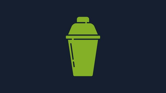 Yellow Cocktail shaker icon isolated on blue background. 4K Video motion graphic animation