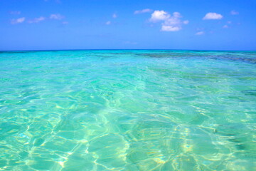Secluded turquoise beach in Aruba, Caribbean Blue sea, Duth Antilles