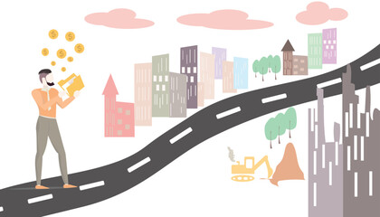 Young man's journey to work