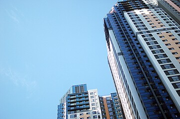 EU Modern european complex of apartment buildings. And outdoor facilities. Mixed media.