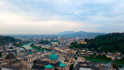Panorama of the city in Germany. Salzburg