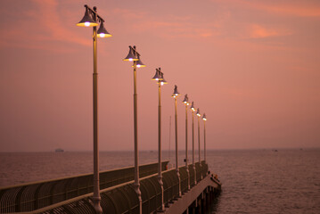 夕暮れの桟橋、マレーシア ペナン島