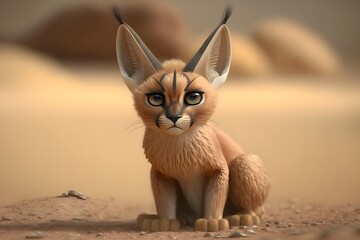 cute caracal character created using AI Generative Technology
