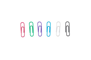 colorful paper clips isolated on transparent background 