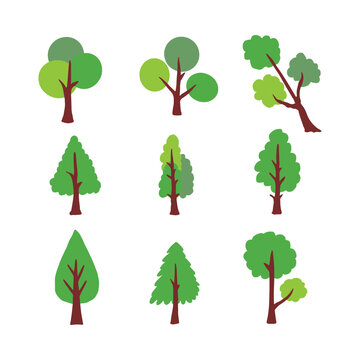Isolated of trees on the white background. Vector EPS 10.	