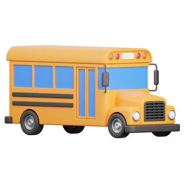 3D Render School Bus Icon, illustration isolated on white background, suitable for website, mobile app, print, presentation, infographic, and other projects.