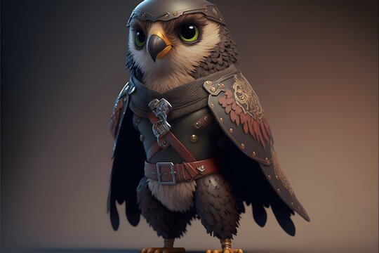 cute hawk character created using AI Generative Technology