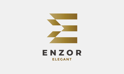 Logo initial E gold plated elegant design graphic style