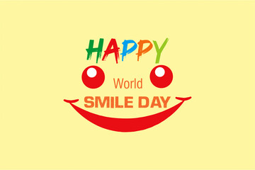 Happy world smile day. smiling icon to make our loved one smile. Greeting card, banner and poster illustration.