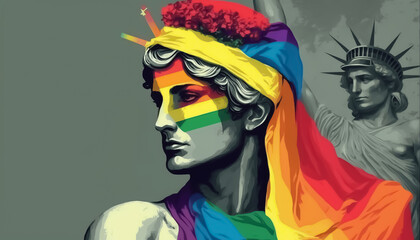 LGBTQ Statue of liberty Art (Generative AI)