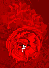 Graffiti Rose Background. Abstract modern flower street art decoration performed in urban painting style. Painted red roses.
