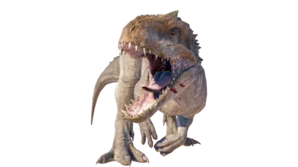 Fotobehang Dinosaurussen roaring indominus rex dinosaur isolated on blank background PNG  © akiratrang