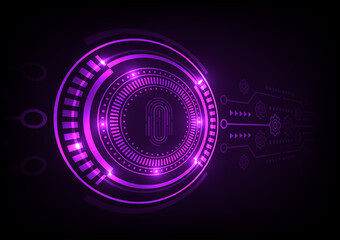 Digital display fingerprint scanner purple background