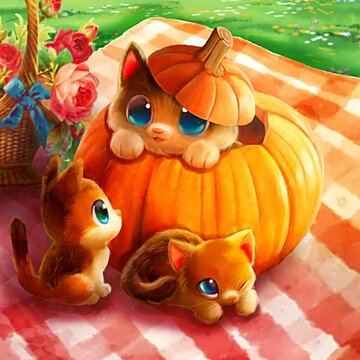 illustration of kittens and pumpkin 