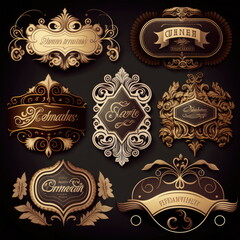 Collection set of label ornament vector illustration, Made by AI,Artificial intelligence