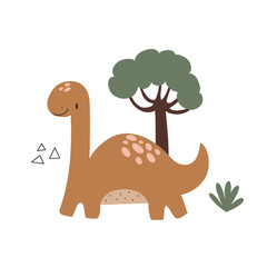 Cute poster with small dinosaur vector print for kids room, baby shower, greeting cards, baby and kids t-shirts and clothes.