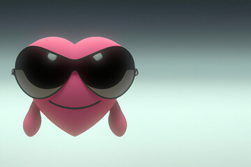 Fototapeta premium Illustration of a cool animated smiling heart wearing sunglasses (created with Generative AI)