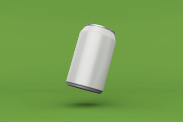 Realistic floating right aluminum drink can mockup