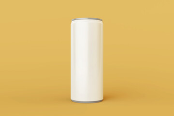 Modern long aluminum drink can mockup in front view