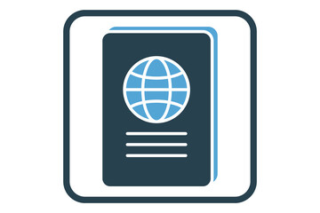 Passport icon illustration. icon related to tourism, travel. Solid icon style. Simple vector design editable