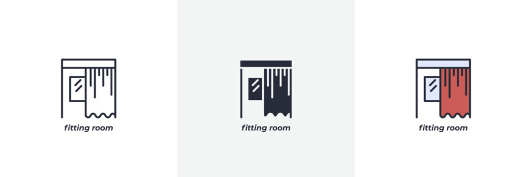 fitting room icon. Line, solid and filled outline colorful version, outline and filled vector sign. Idea Symbol, logo illustration. Vector graphics