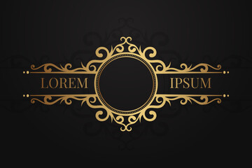 vintage ornament, logo border, gold decoration