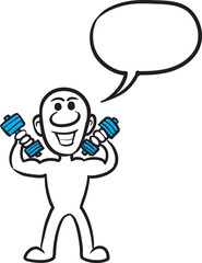 PNG image with transparent background of doodle small person exercising with dumbbells