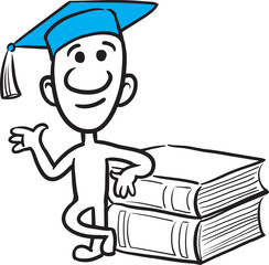PNG image with transparent background of doodle small person graduate