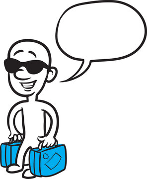 PNG image with transparent background of doodle small person going to vacation
