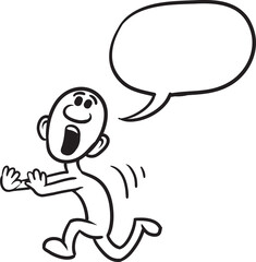 PNG image with transparent background of doodle small person running scared