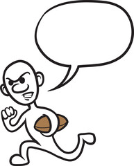 PNG image with transparent background of doodle small person running with football