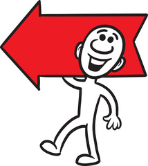 PNG image with transparent background of doodle small person showing direction