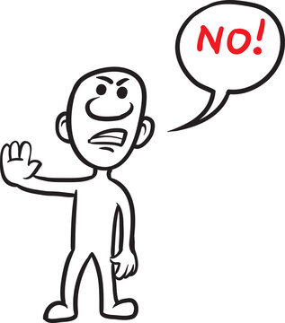PNG image with transparent background of doodle small person saying no